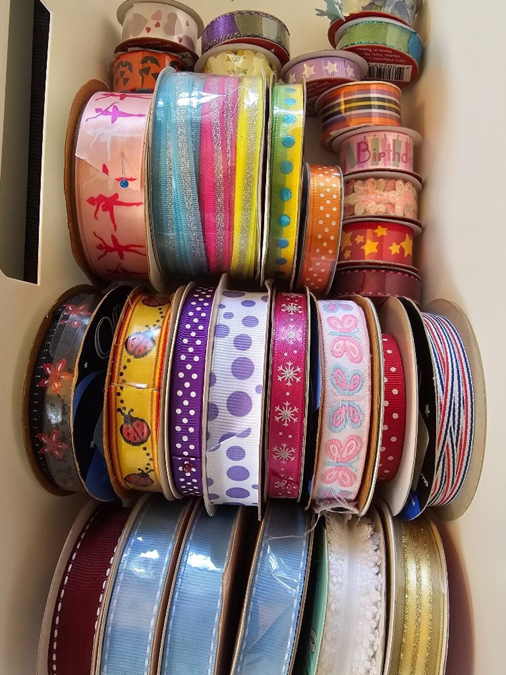 Crafter's Bundle: Patterned Ribbon - 25 spools, various widths